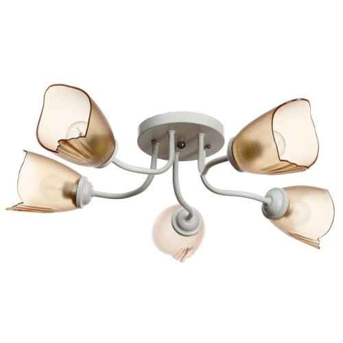 Люстра потолочная пятирожковая Е27 Белый-коричневый фото Люстра потолочная пятирожковая Е27 Белый-коричневый картинка